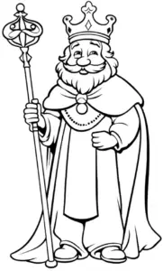 ausmalbild-koenig-mit-krone-und-zauberstab