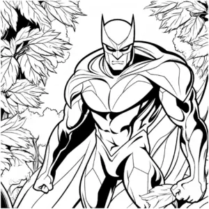 ausmalbild-kraftvoller-superheld-im-laub