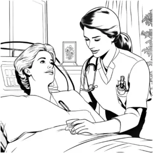 ausmalbild-krankenschwester-und-patientin-im-krankenhaus