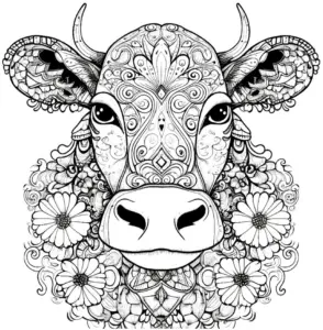 ausmalbild-kreative-kuh-mit-floralen-mustern