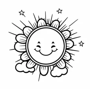 ausmalbild-laechelnde-sonne-und-wolken
