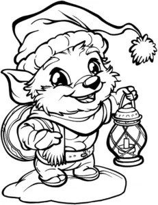 ausmalbild-laechelnder-wichtel-mit-laterne