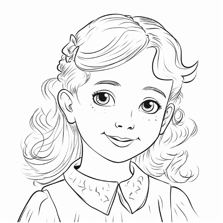 ausmalbild-laechelndes-maedchen-mit-lockigem-haar