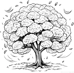 ausmalbild-laubbaum-mit-herabfallenden-blaettern