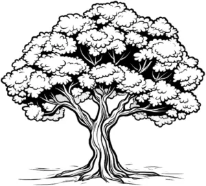 ausmalbild-laubbaum-mit-ueppigem-blattwerk