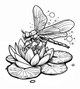 ausmalbild-libelle-auf-wasserlilie