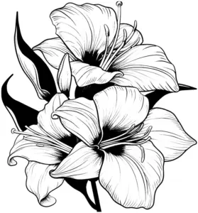 ausmalbild-lilienbluemchen-und-blaetter