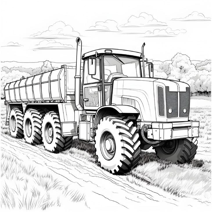 ausmalbild-lkw-mit-anhaenger-in-der-natur