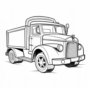 ausmalbild-lkw-mit-ladeflaeche-und-klassischer-form