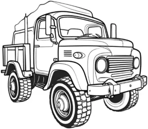 ausmalbild-lkw-mit-markanter-karosserie-und-groben-reifen