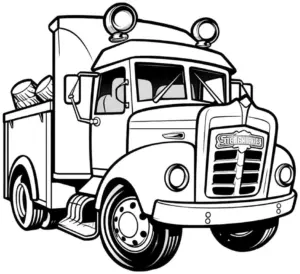 ausmalbild-lkw-mit-scheinwerfern-und-ladeflaeche