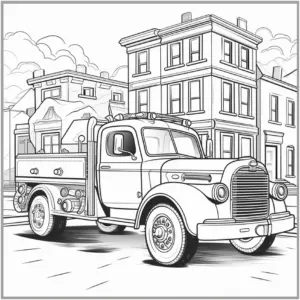 ausmalbild-lkw-staedte-hintergrund-fahrzeug-ausmalen