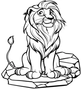 ausmalbild-loewe-auf-felsen