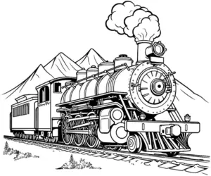 ausmalbild-lokomotive-mit-bergen-und-schienen