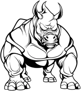 ausmalbild-maechtiges-nashorn-in-dynamischer-pose