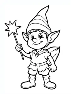 ausmalbild-magischer-elf-mit-zauberstab-und-stern