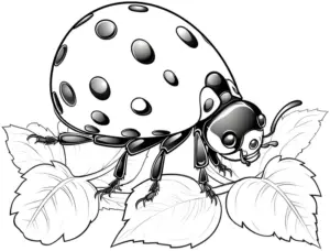 ausmalbild-marienkaefer-auf-blaettern