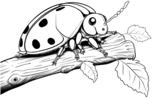ausmalbild-marienkaefer-auf-einem-holzast