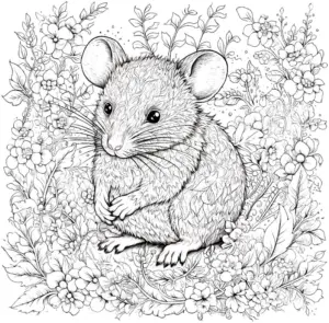 ausmalbild-maus-in-blumenfeld