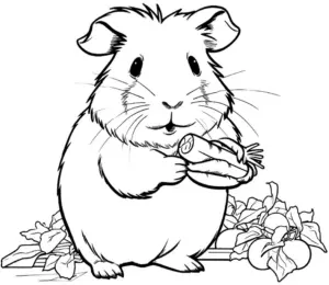 ausmalbild-meerschweinchen-mit-karotte-und-blumen