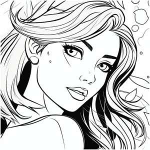 ausmalbild-mit-attraktiver-frau-und-fliessendem-haar