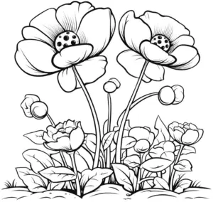 ausmalbild-mit-blumen-in-voller-bluete