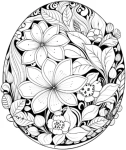 ausmalbild-mit-blumen-und-blaettern