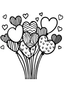 ausmalbild-mit-bunten-herzen-und-luftballons