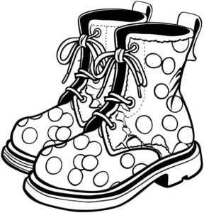 ausmalbild-mit-bunten-punkten-auf-schuhe