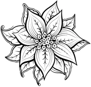 ausmalbild-mit-dekorativer-blume-und-blaettern