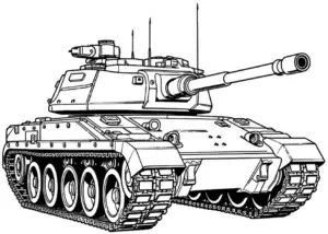 ausmalbild-mit-einem-panzer-und-geschuetz