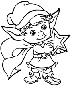 ausmalbild-mit-einem-wichtel-und-einem-magischen-stern