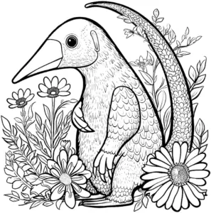 ausmalbild-mit-fabelhaftem-tier-in-blumenlandschaft