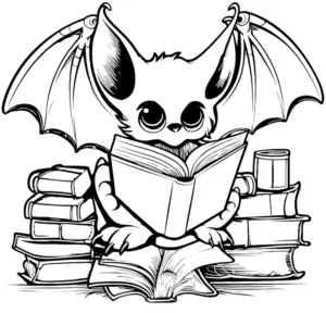 ausmalbild-mit-fabelwesen-und-buechern