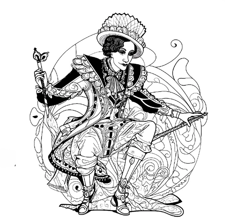 ausmalbild-mit-fantasievoller-figur-und-verzierten-mustern