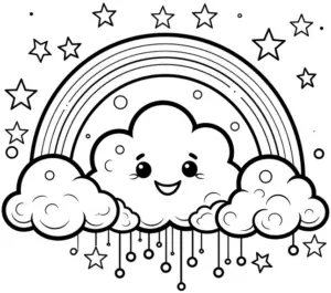 ausmalbild-mit-freundlichen-wolken-und-regenbogen