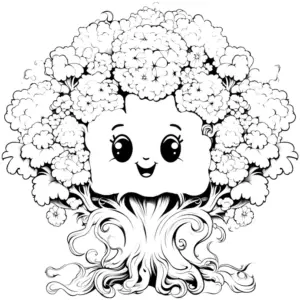 ausmalbild-mit-froehlichem-baum-und-bluehenden-pflanzen