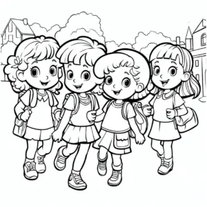 ausmalbild-mit-fröhlichen-kindern-und-schulranzen