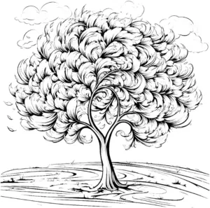 ausmalbild-mit-geschwungenem-baum-und-ueppigem-laub