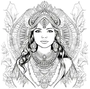 ausmalbild-mit-junger-frau-und-aufwaendigem-schmuck