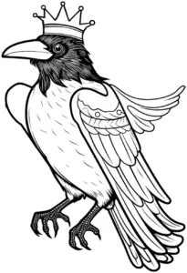 ausmalbild-mit-koeniglichem-raben-und-krone