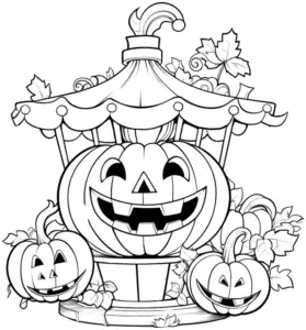 ausmalbild-mit-kuerbissen-im-karussell