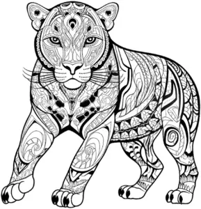 ausmalbild-mit-loewen-und-ornamenten