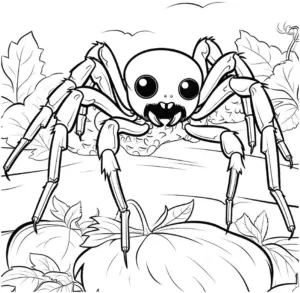 ausmalbild-mit-lustiger-spinne-im-garten