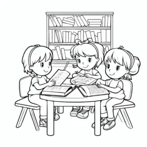 ausmalbild-mit-maedchen-beim-lesen-am-tisch