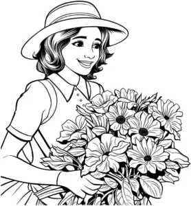 ausmalbild-mit-maedchen-und-blumenstrauss