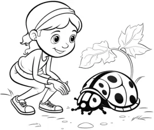 ausmalbild-mit-maedchen-und-marienkaefer-in-der-natur