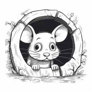 ausmalbild-mit-niedlicher-maus-im-baumstamm