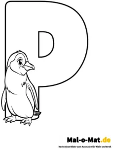ausmalbild-mit-pinguin-und-buchstabe-p