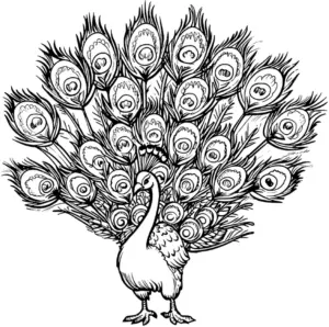 ausmalbild-mit-prachtvollem-schildpfau-und-detaillierten-federn